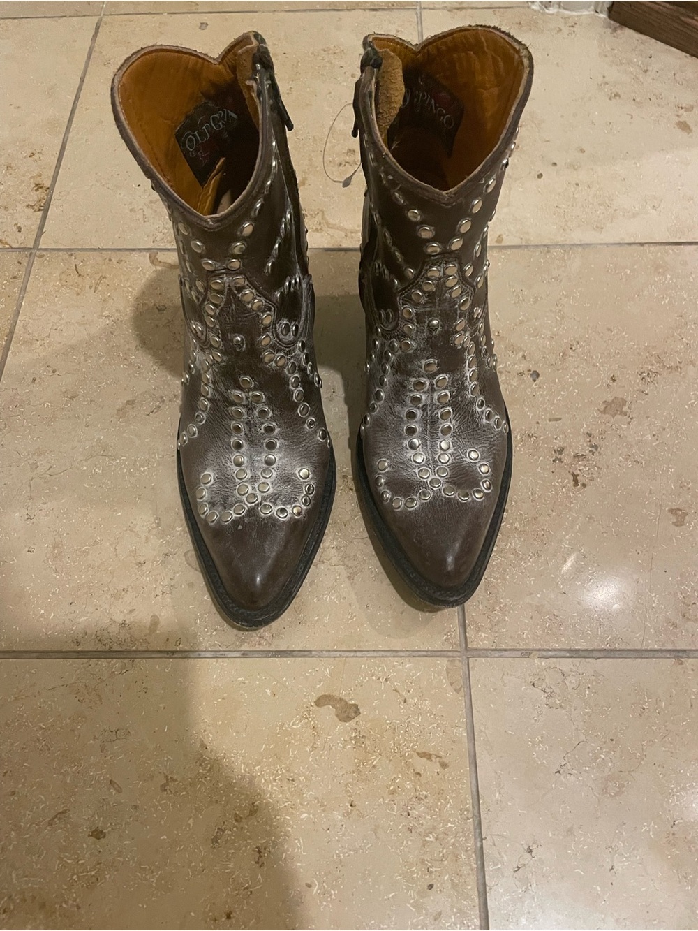 Old Gringo Metallic Gray Studded Western Ankle Boots - Picture 2 of 5